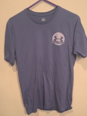 Under Armour Men's Dusty Blue Crew Neck Short-Sleeve Tee with Chest Logo Small